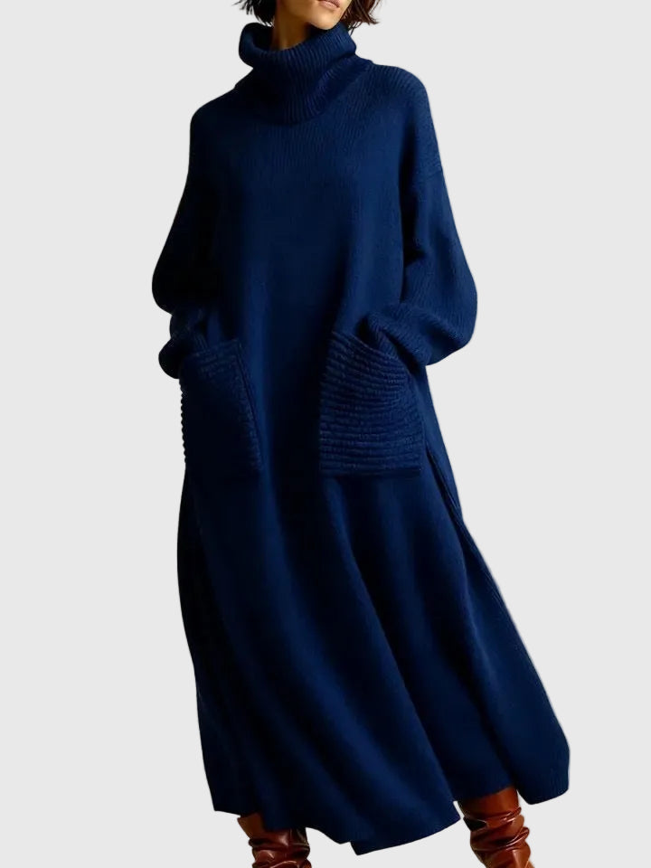 Alia – Magas Nyakú, Hosszú Ujjú Gyapjú Kötött Ruha