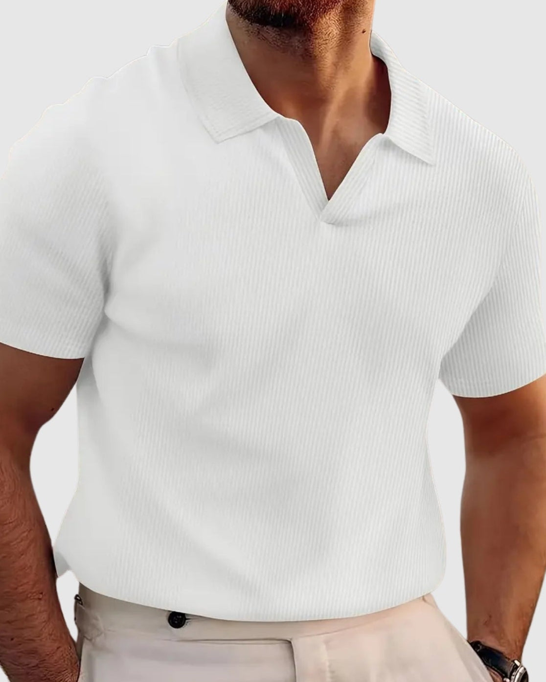 Sebestyén – V-nyakú ribana póló