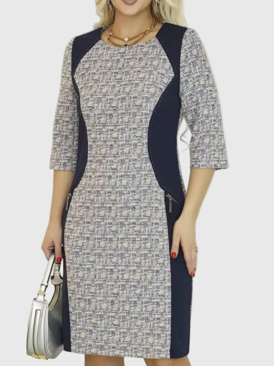 LYSA - Stílusos Mintás Midi Ruha