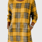 Hosszú Ujjú Kockás Pólóruha