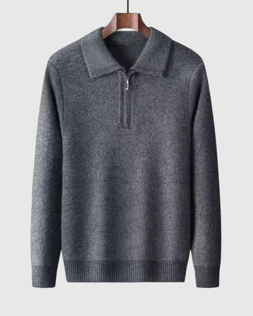 Levente - Kasjmírvékony pulóver negyedzipzárral Gstaad