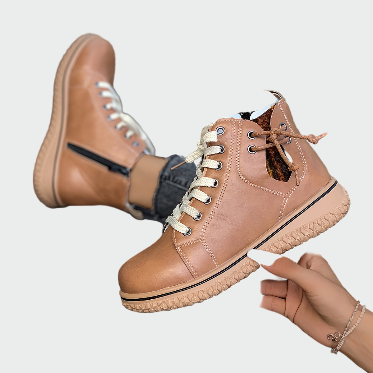 Orthopéd bőr csizma bokáig