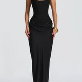 Leonor - Maxi ruha négyzet alakú dekoltázzsal