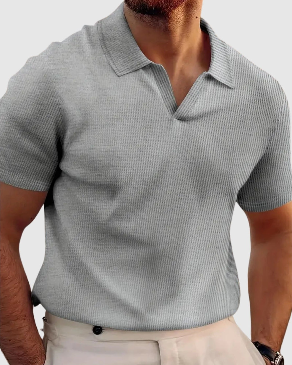 Sebestyén – V-nyakú ribana póló