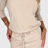 Casual Ruha Kerek Nyakkal és Derék Kötéssel