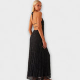 Adilin - Hosszú ruha, nyakpántos dekoltázzsal