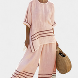 Széles csíkos, aszimmetrikus szabású overall - modern és kényelmes stílus