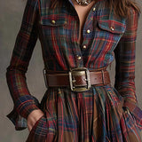 Beatriz | Övvel ellátott hosszú kockás ruha