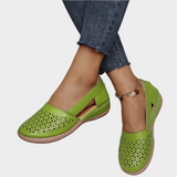 Anatómiai bőr balerina cipők kivágásokkal és szalaggal