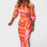 Klarisa - Csíkos Midi Ruha