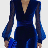 Sabrina - Bársonyos Overall V-nyakkal