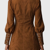 Petra - Hímzett mini velúr ruha Lila