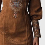 Petra - Hímzett mini velúr ruha Lila