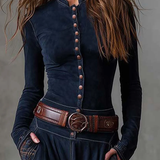 Elisa | Velúr maxi ruha övvel