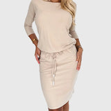 Casual Ruha Kerek Nyakkal és Derék Kötéssel