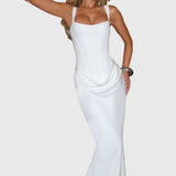 Leonor - Maxi ruha négyzet alakú dekoltázzsal