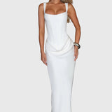 Leonor - Maxi ruha négyzet alakú dekoltázzsal