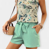 Tropikus mintás szett és nyakpántos top