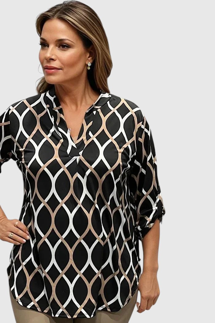 Noor – Grafikus mintás blúz